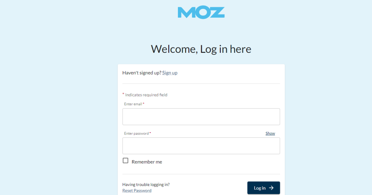 Moz log in